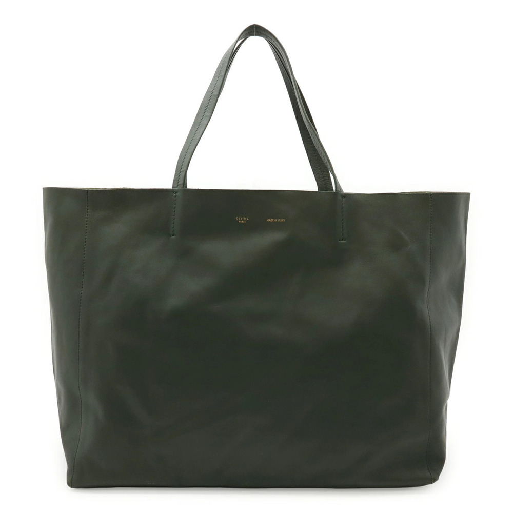 Celine Horizontal Cabas Tote Bag Shoulder Leather Khaki Green